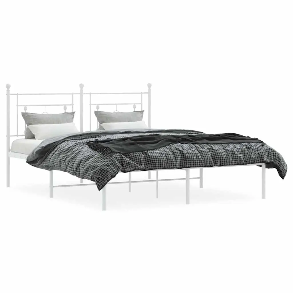 Metal Bed Frame Powder-coated Steel 150x200 cm White