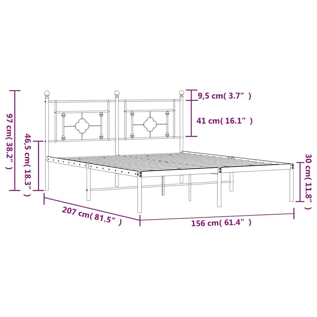 Metal Bed Frame Powder-coated Steel 150x200 cm White