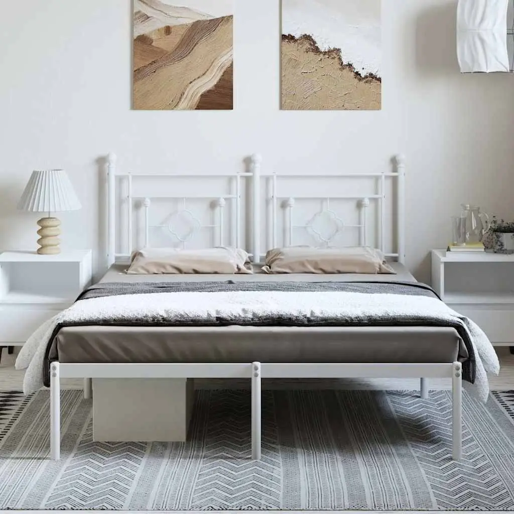 Metal Bed Frame Powder-coated Steel 150x200 cm White