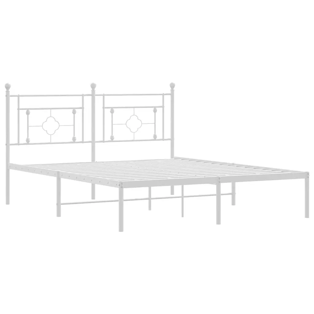 Metal Bed Frame Powder-coated Steel 150x200 cm White
