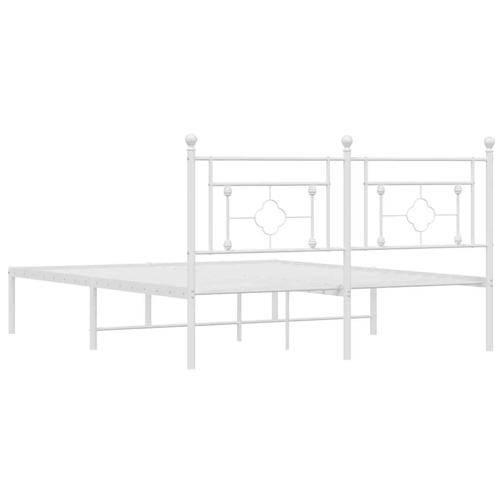 Metal Bed Frame Powder-coated Steel 150x200 cm White