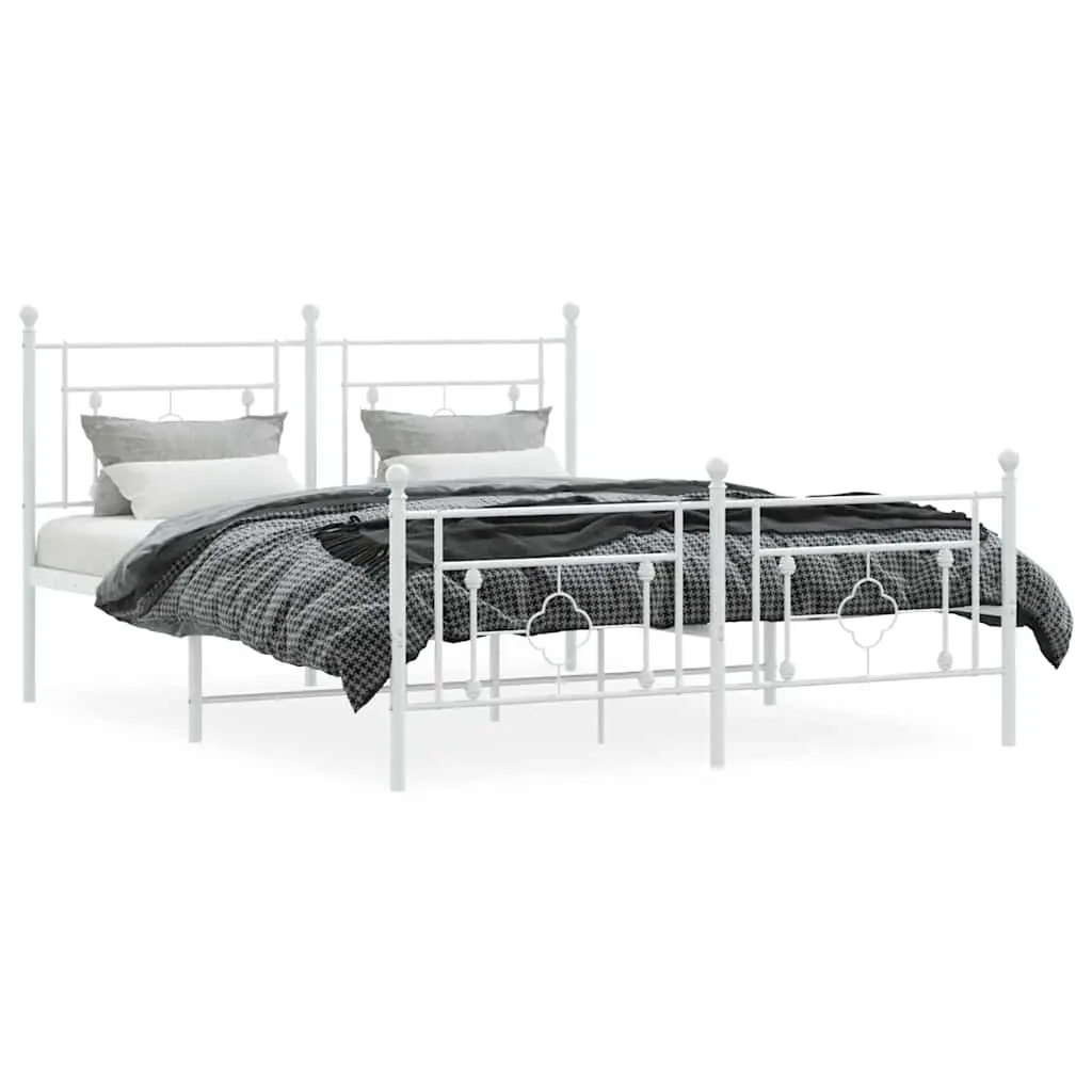 Metal Bed Frame Powder-coated Steel 150x200cm White