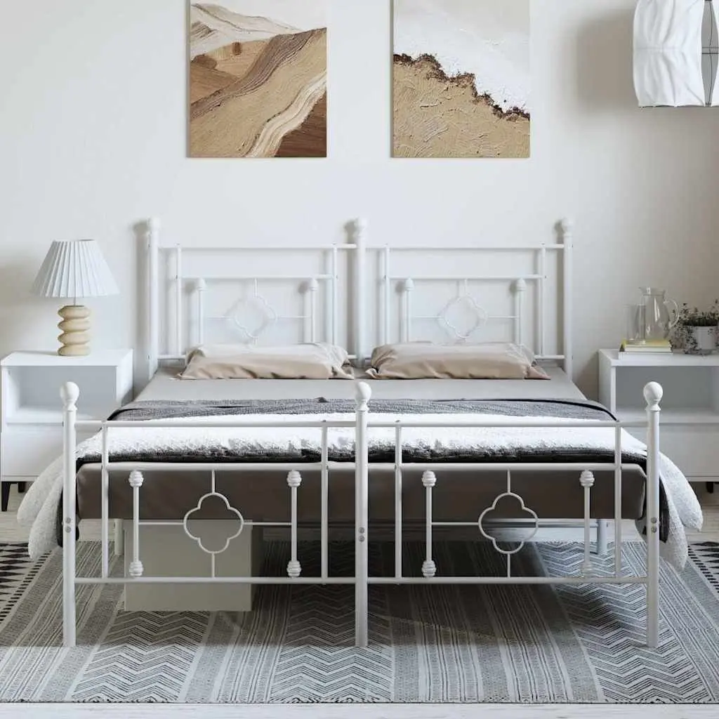 Metal Bed Frame Powder-coated Steel 150x200cm White