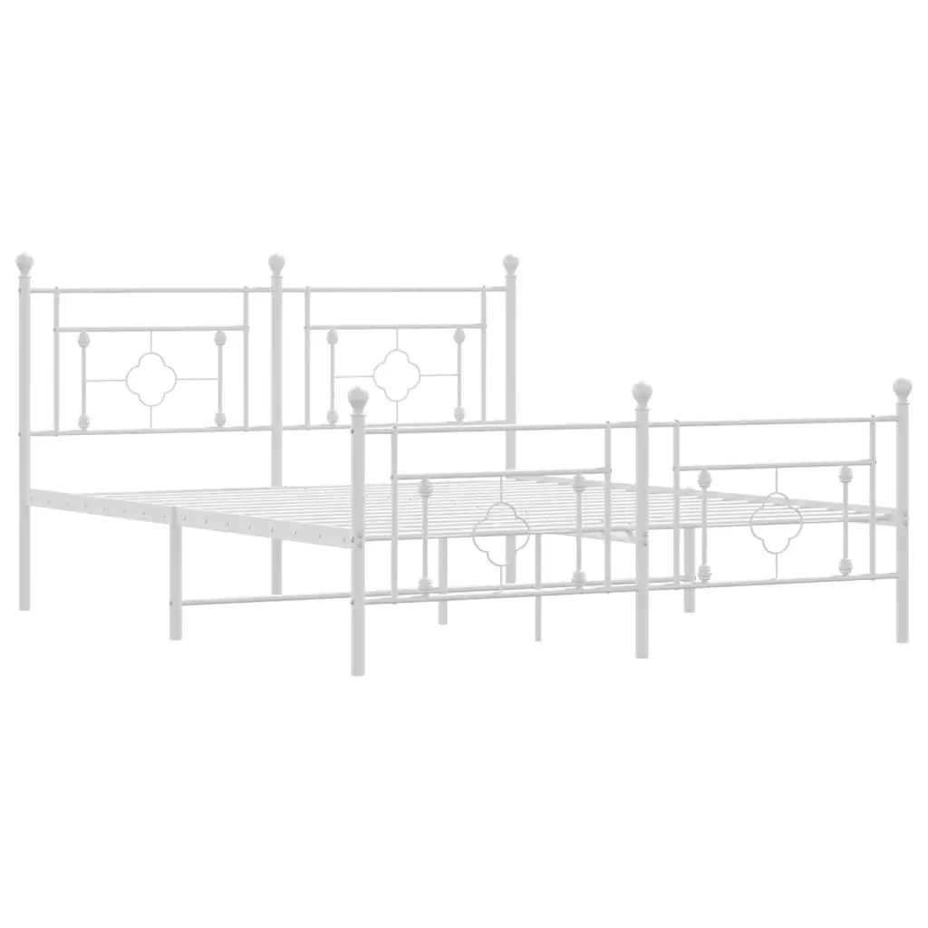 Metal Bed Frame Powder-coated Steel 150x200cm White