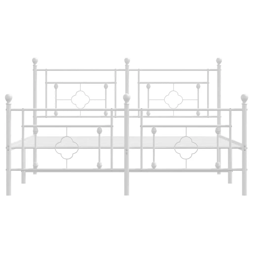 Metal Bed Frame Powder-coated Steel 150x200cm White