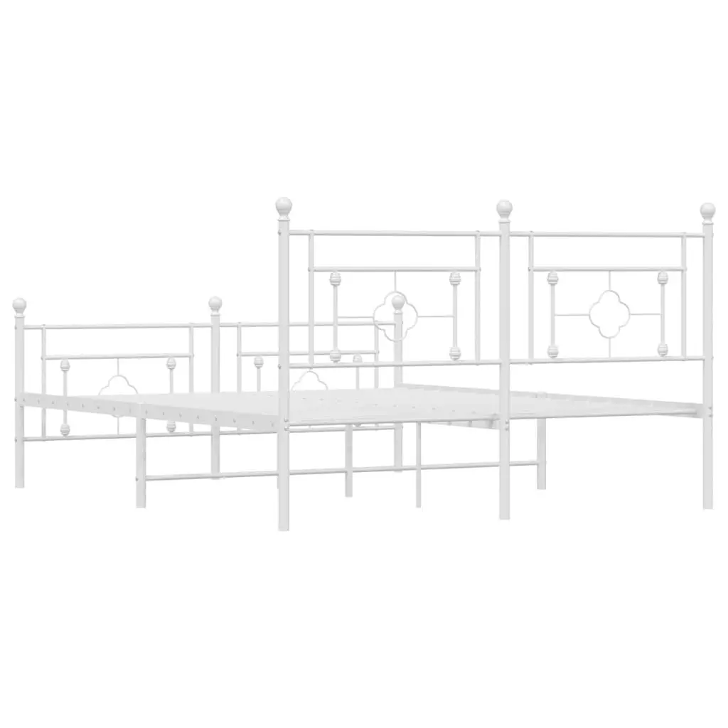 Metal Bed Frame Powder-coated Steel 150x200cm White