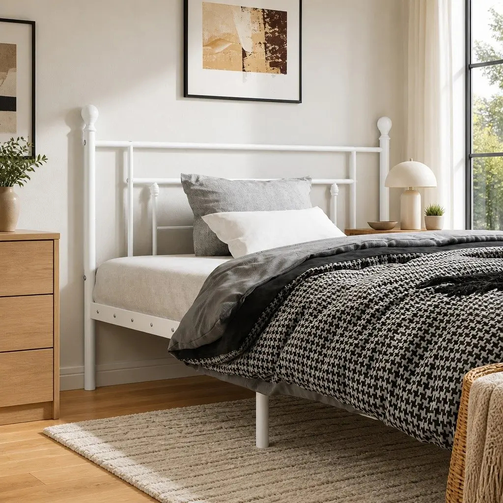White Metal Headboard for Bedroom Style