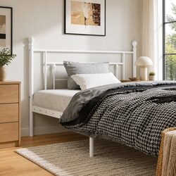 Durable White Metal Headboard for Bedroom Style