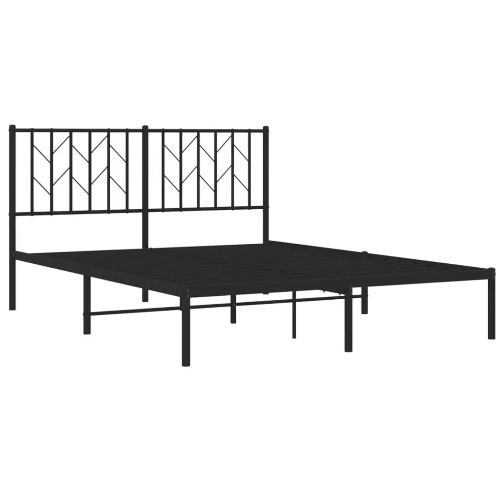 Metal Bed Frame Powder-coated Steel 135x190 cm Black