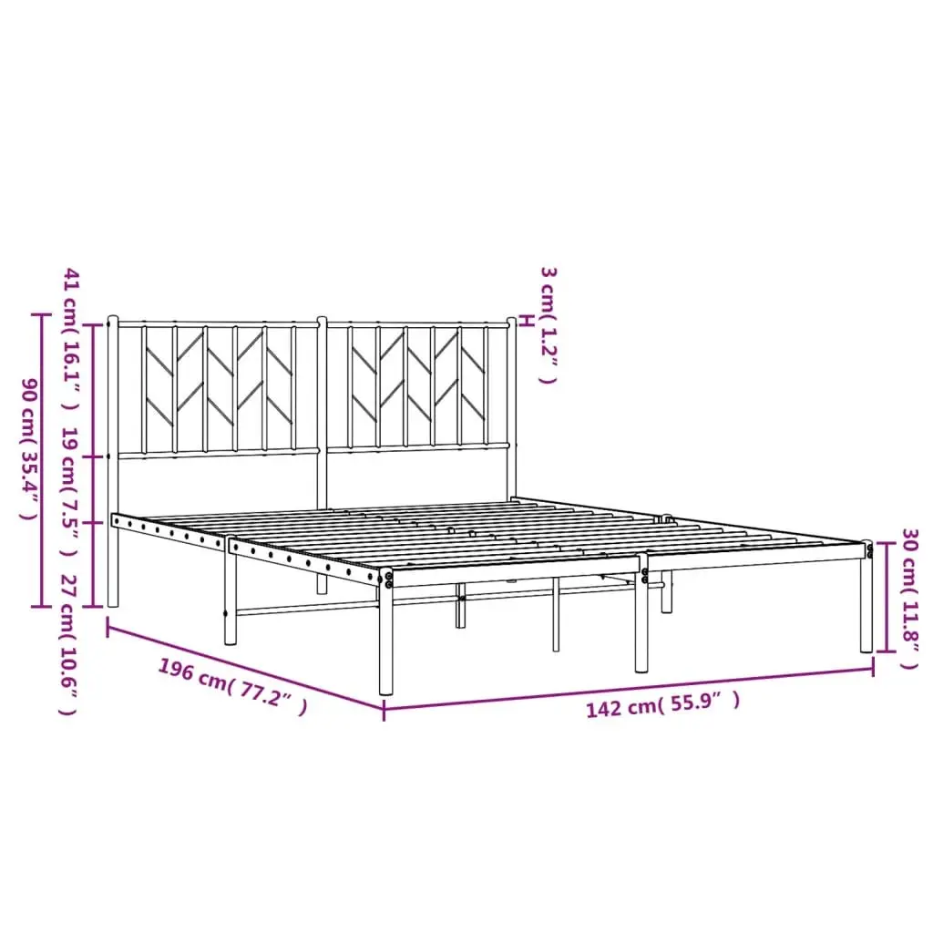 Metal Bed Frame Powder-coated Steel 135x190 cm Black