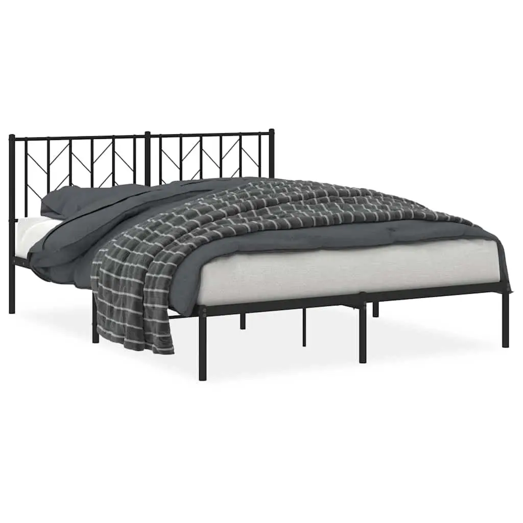 Metal Bed Frame Powder-coated Steel 150x200 cm Black