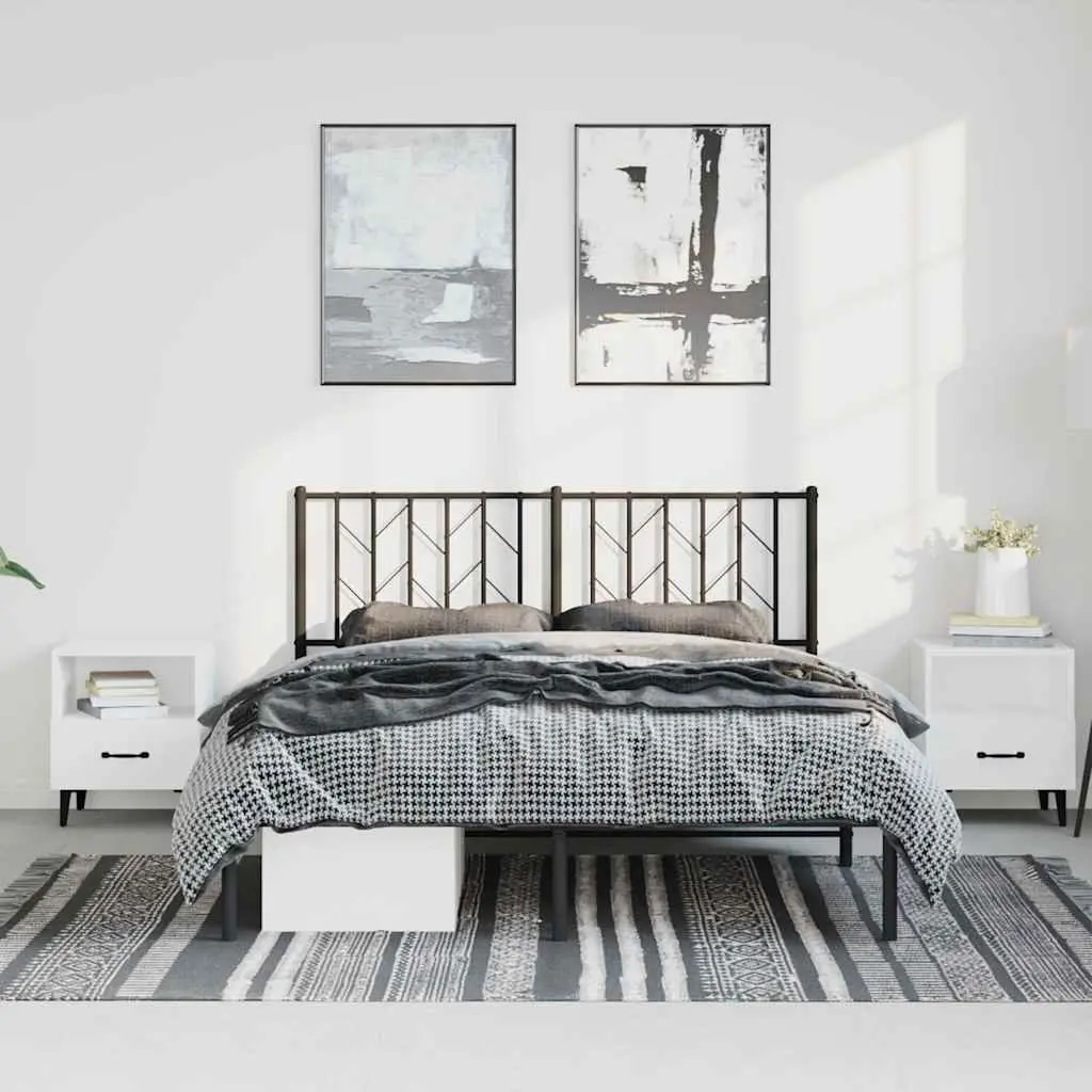 Metal Bed Frame Powder-coated Steel 150x200 cm Black