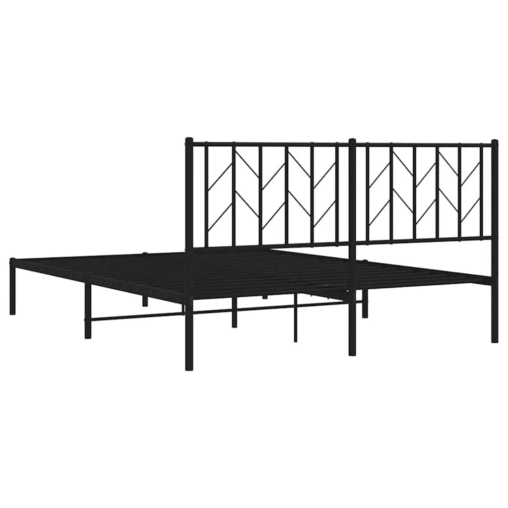 Metal Bed Frame Powder-coated Steel 150x200 cm Black