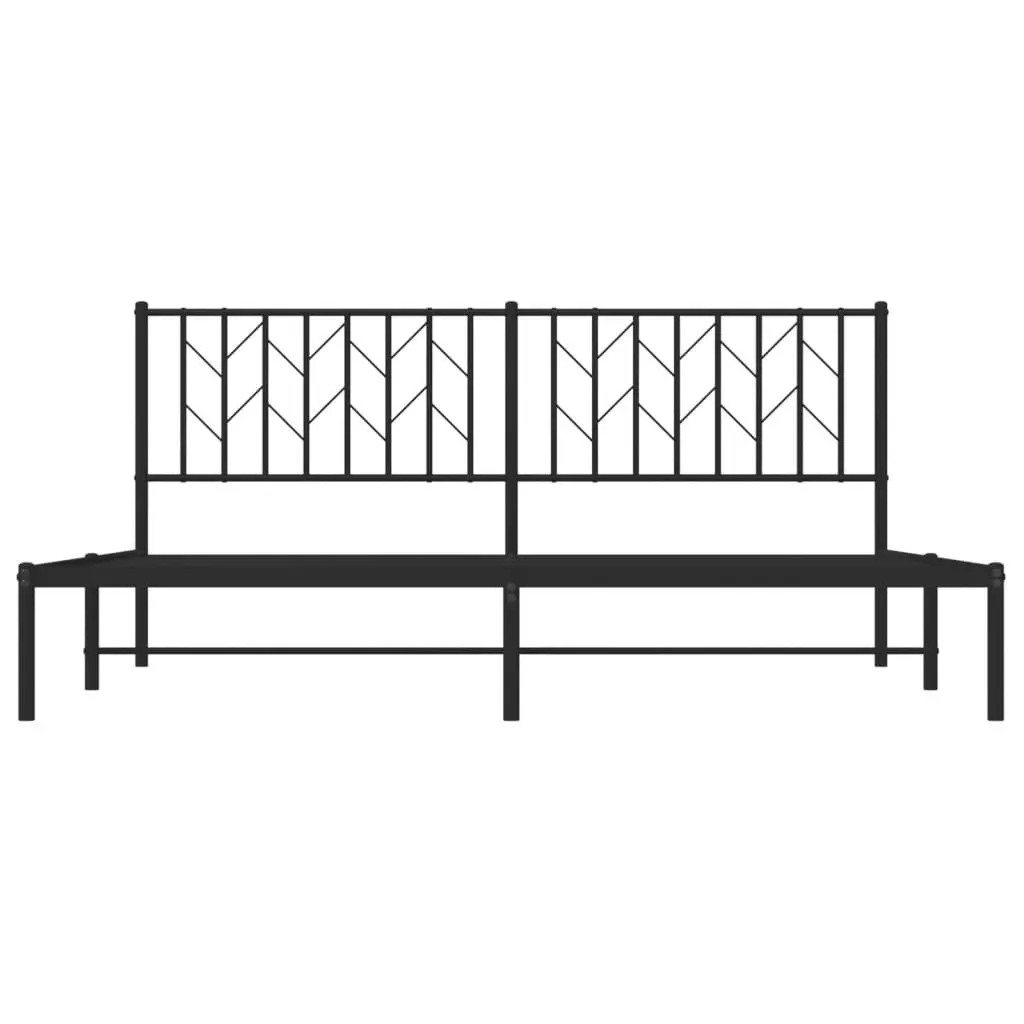 Metal Bed Frame Steel King 183x203cm Black with Headboard Slatted Base
