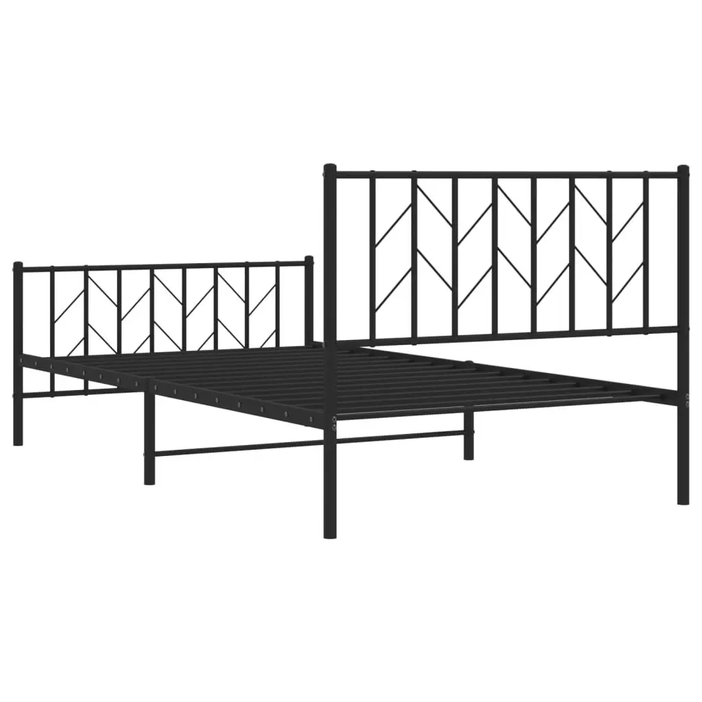Black King Single Metal Bed Frame with Footboard
