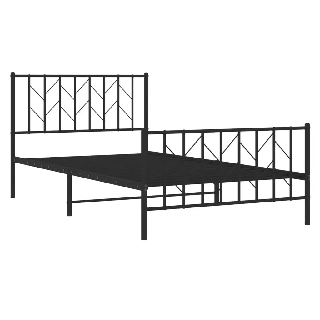 Black King Single Metal Bed Frame with Footboard
