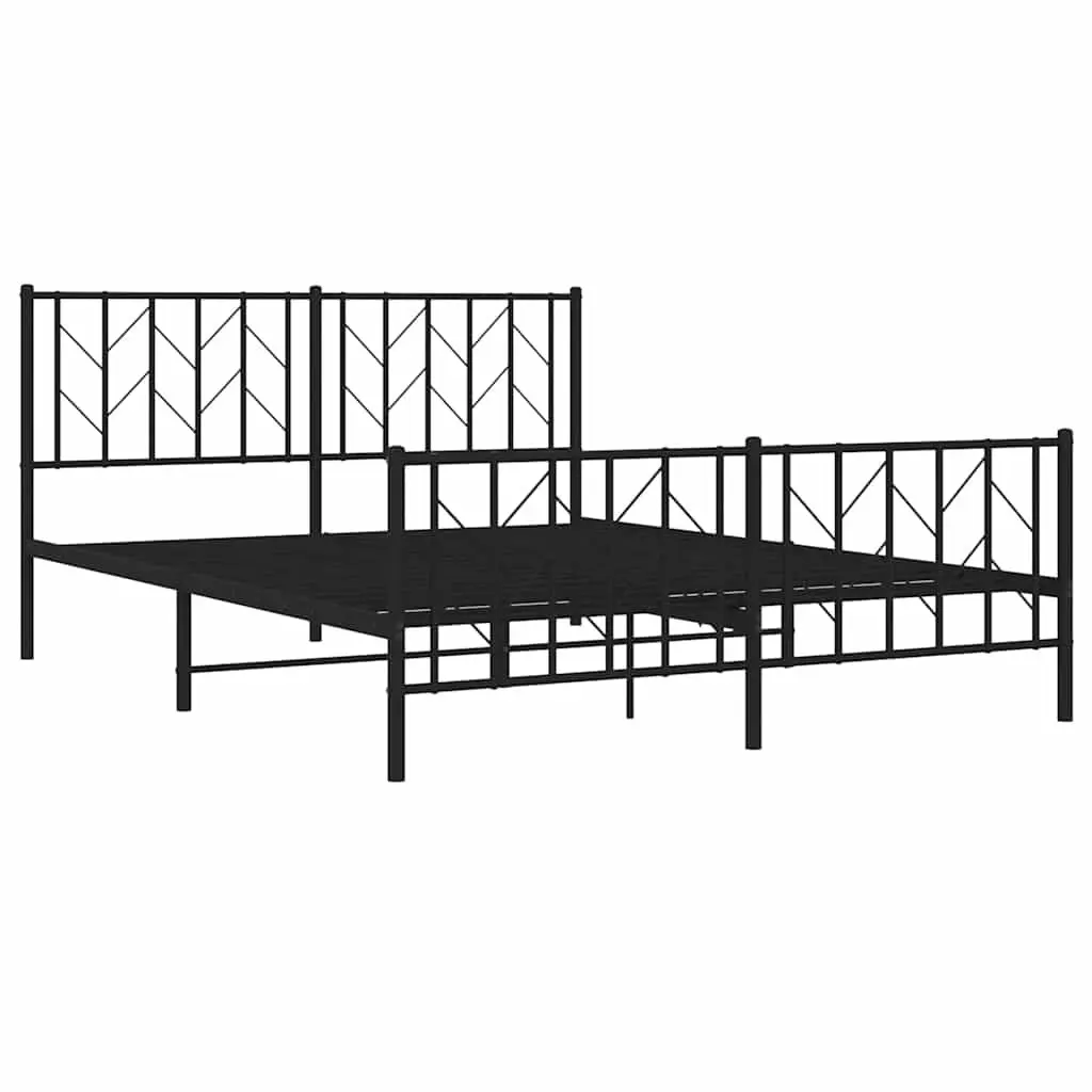 Metal Bed Frame Powder-coated Steel 150x200 cm Black