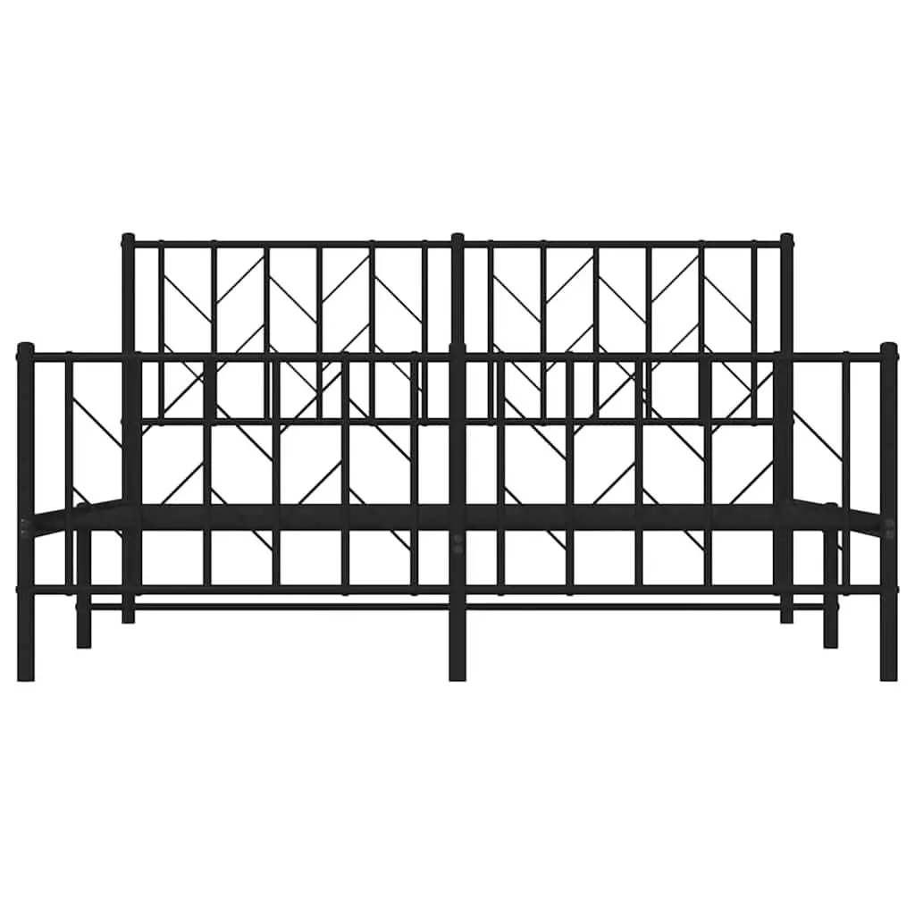 Metal Bed Frame Powder-coated Steel 150x200 cm Black