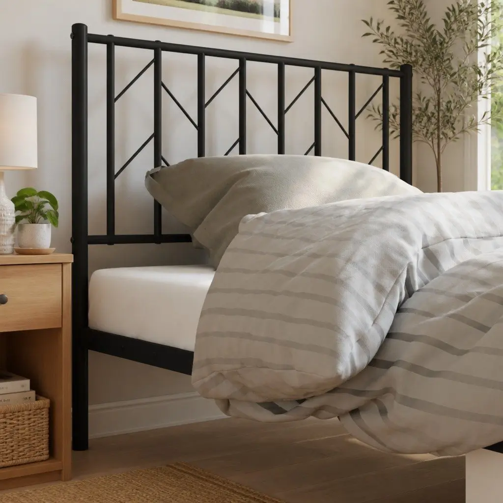 90cm Black Metal Headboard for Bed Frames