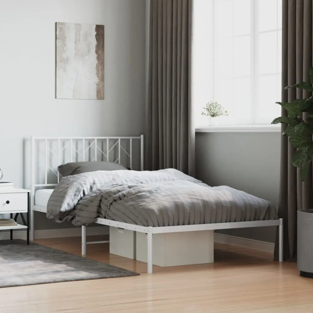 Metal Bed Frame Steel 107x203 cm White