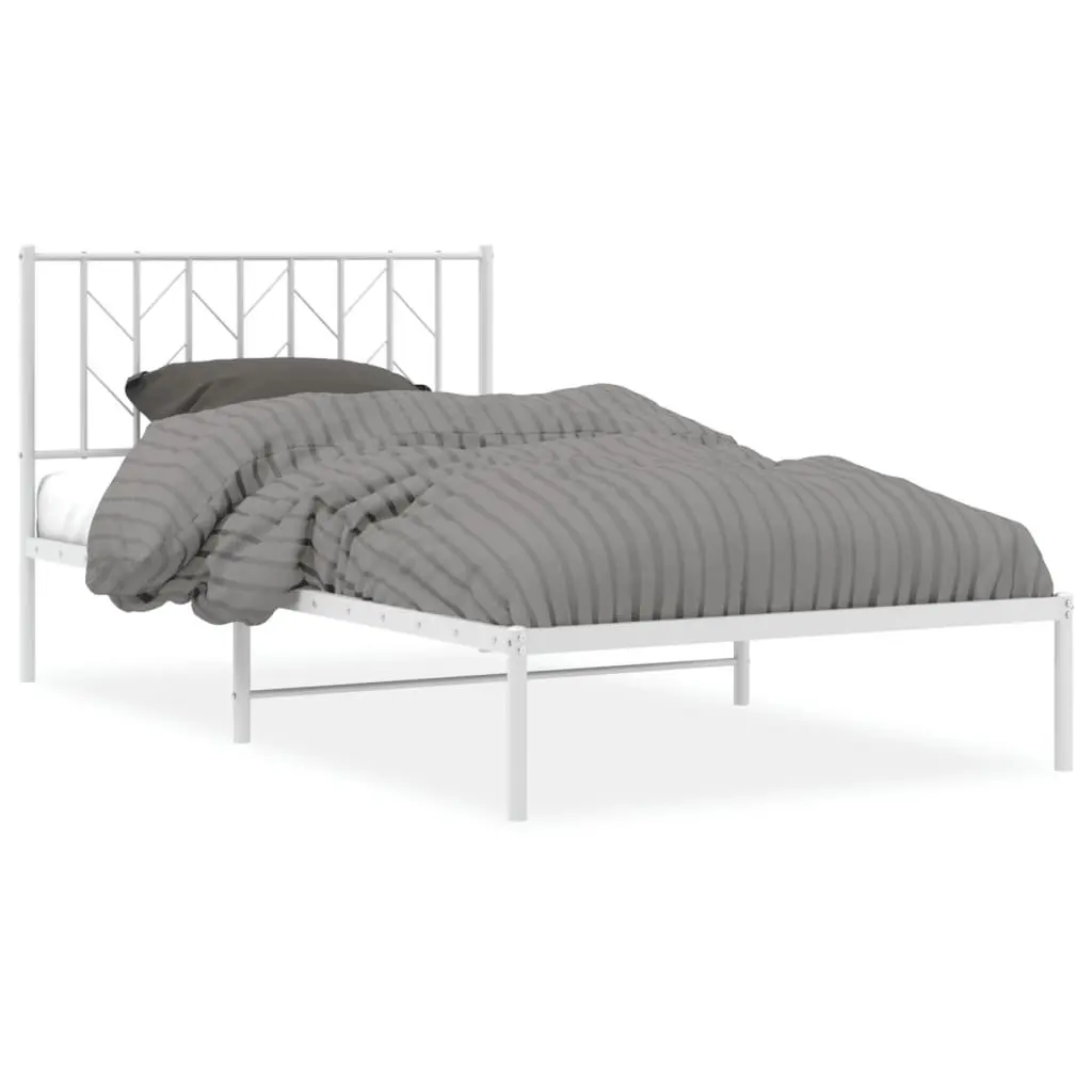 Metal Bed Frame Steel 107x203 cm White
