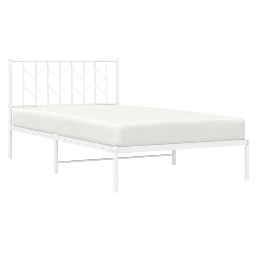 Metal Bed Frame Steel 107x203 cm White