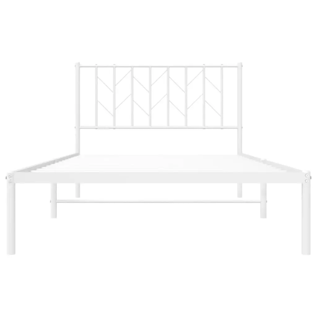 Metal Bed Frame Steel 107x203 cm White