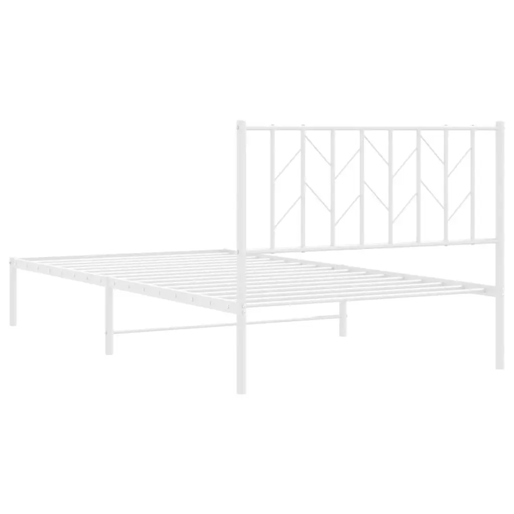 Metal Bed Frame Steel 107x203 cm White