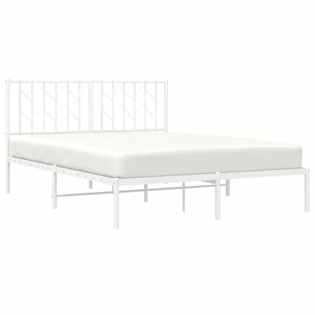 Metal Bed Frame Steel 135x190 cm White