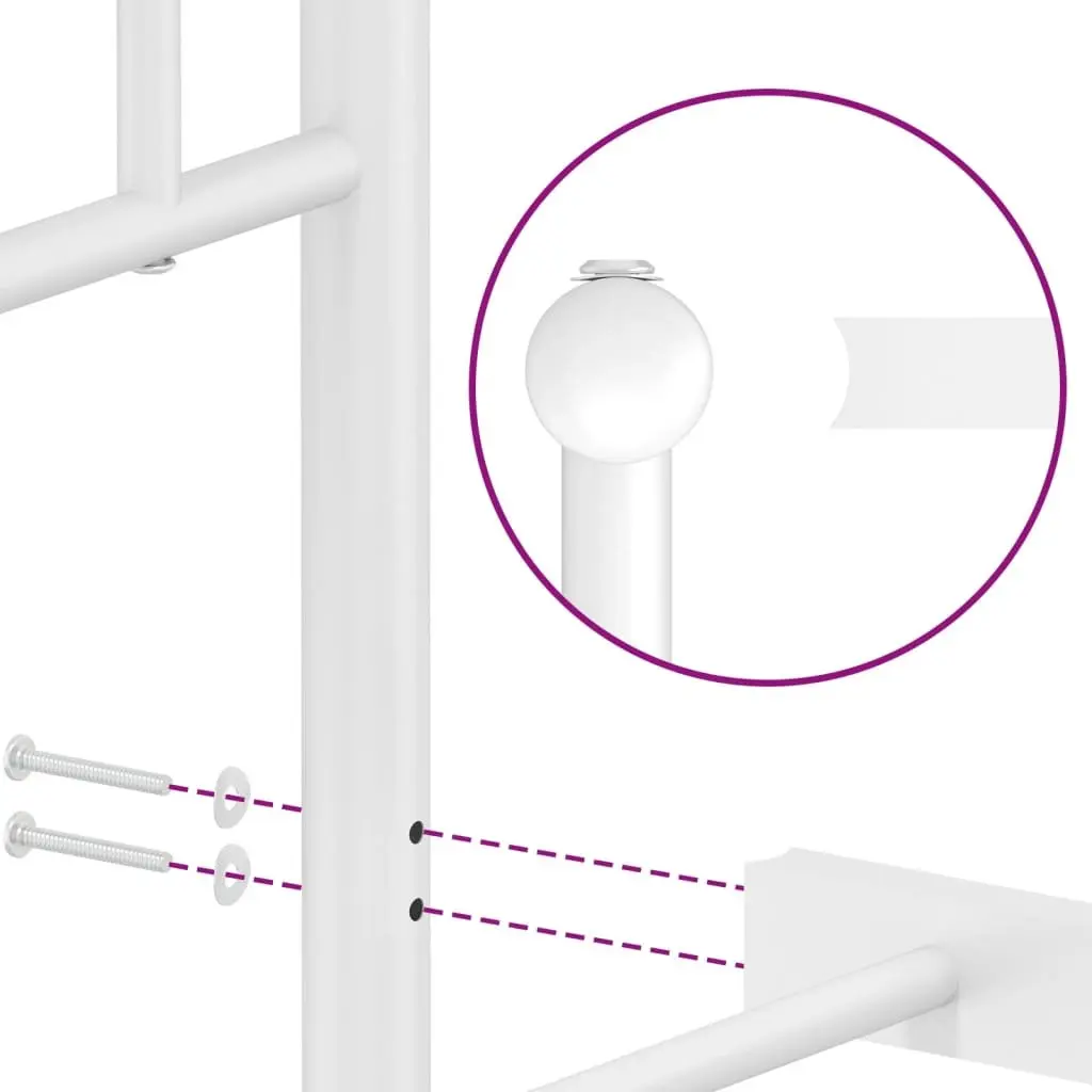 Metal Bed Frame Steel 135x190 cm White