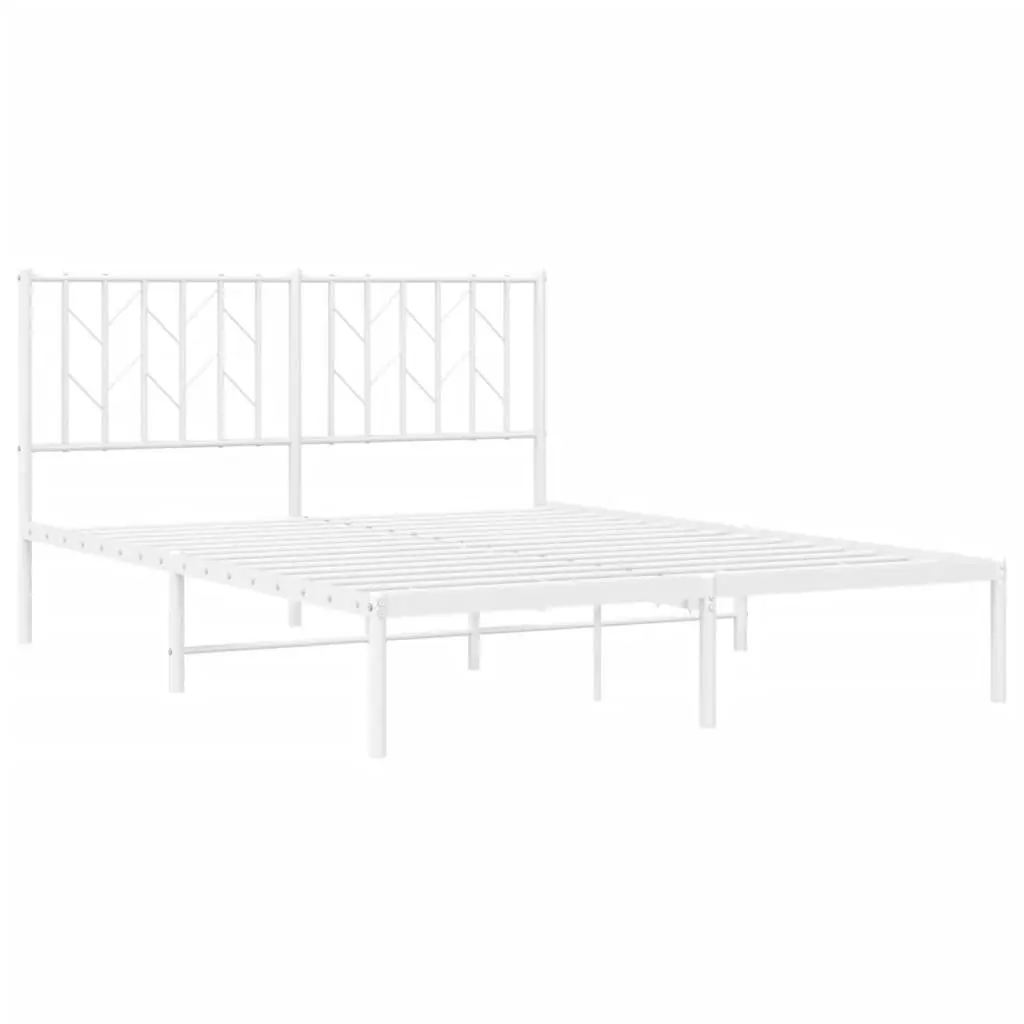 Metal Bed Frame Steel 135x190 cm White