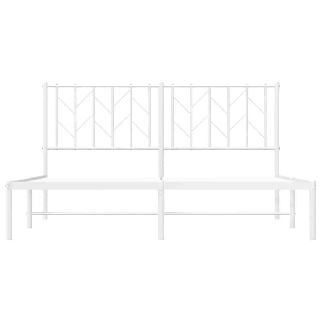 Metal Bed Frame Steel 150x200 cm White with Headboard