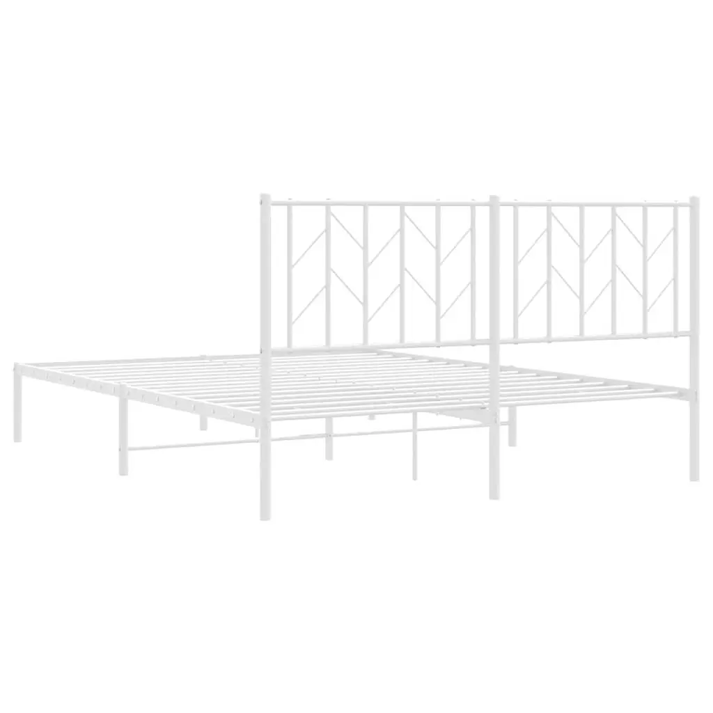 Metal Bed Frame Steel 150x200 cm White with Headboard
