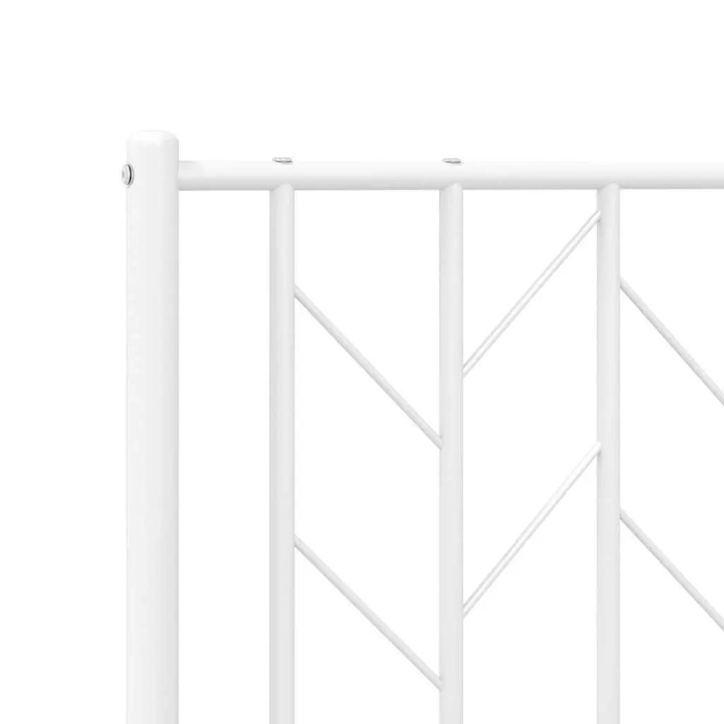 Metal Bed Frame Steel 150x200 cm White with Headboard
