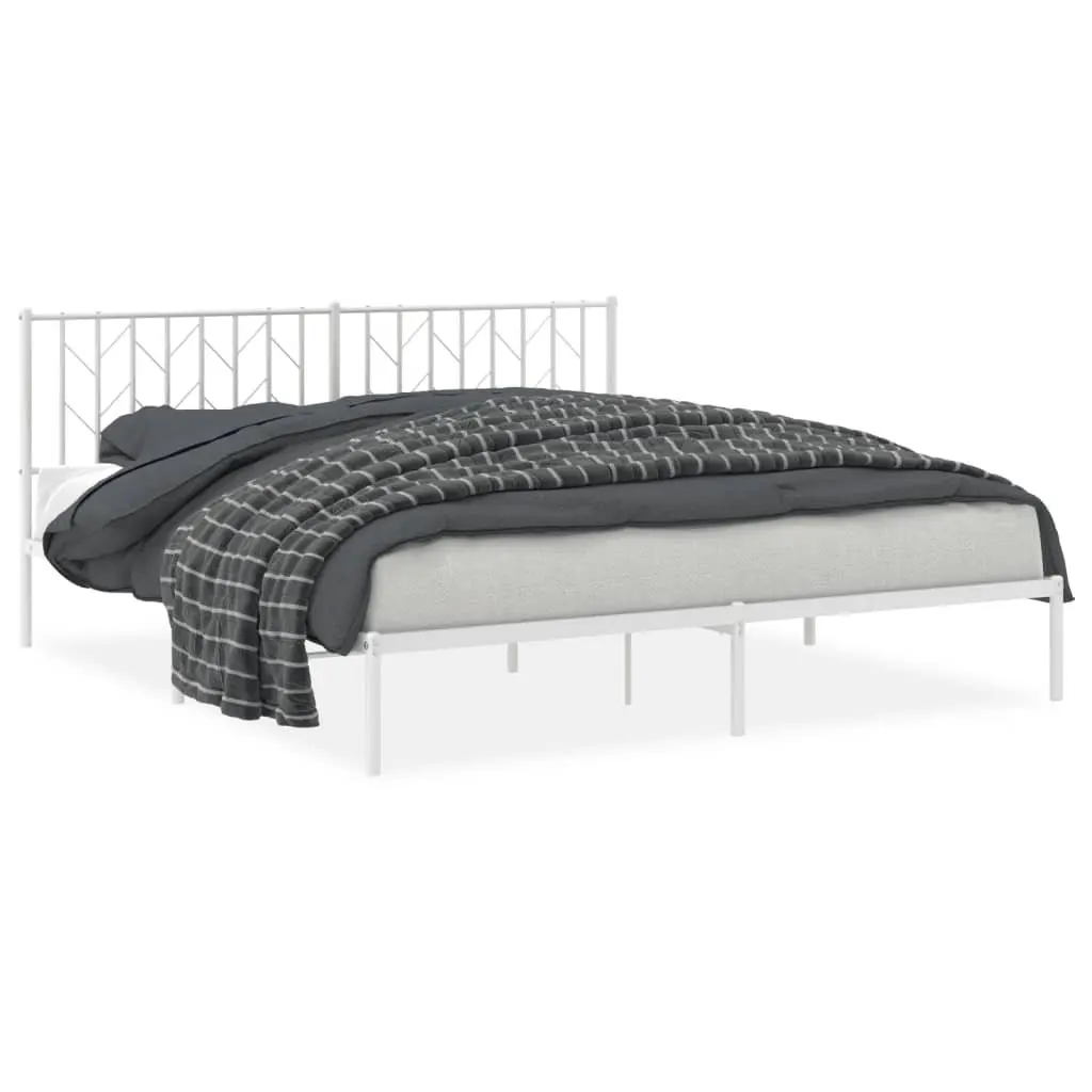 King Metal Bed Frame with Headboard and Storage