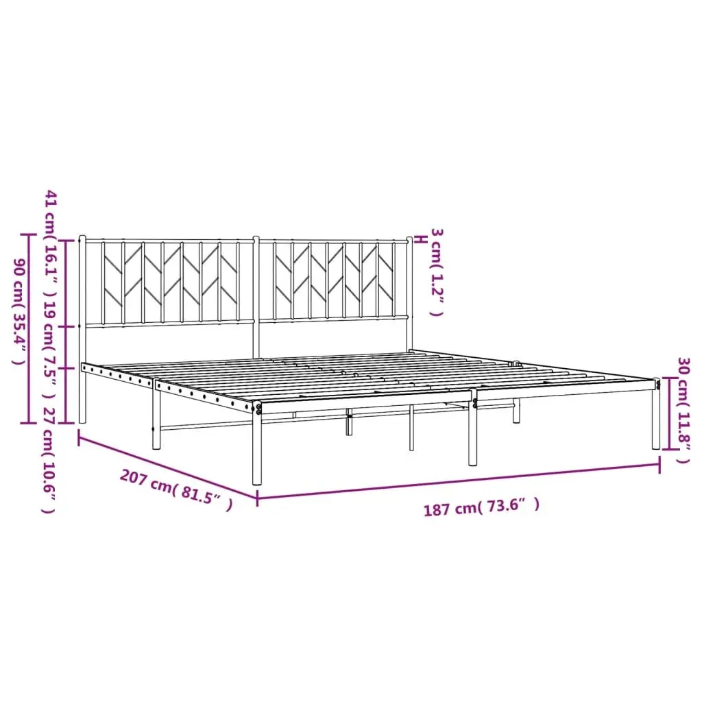 King Metal Bed Frame with Headboard and Storage