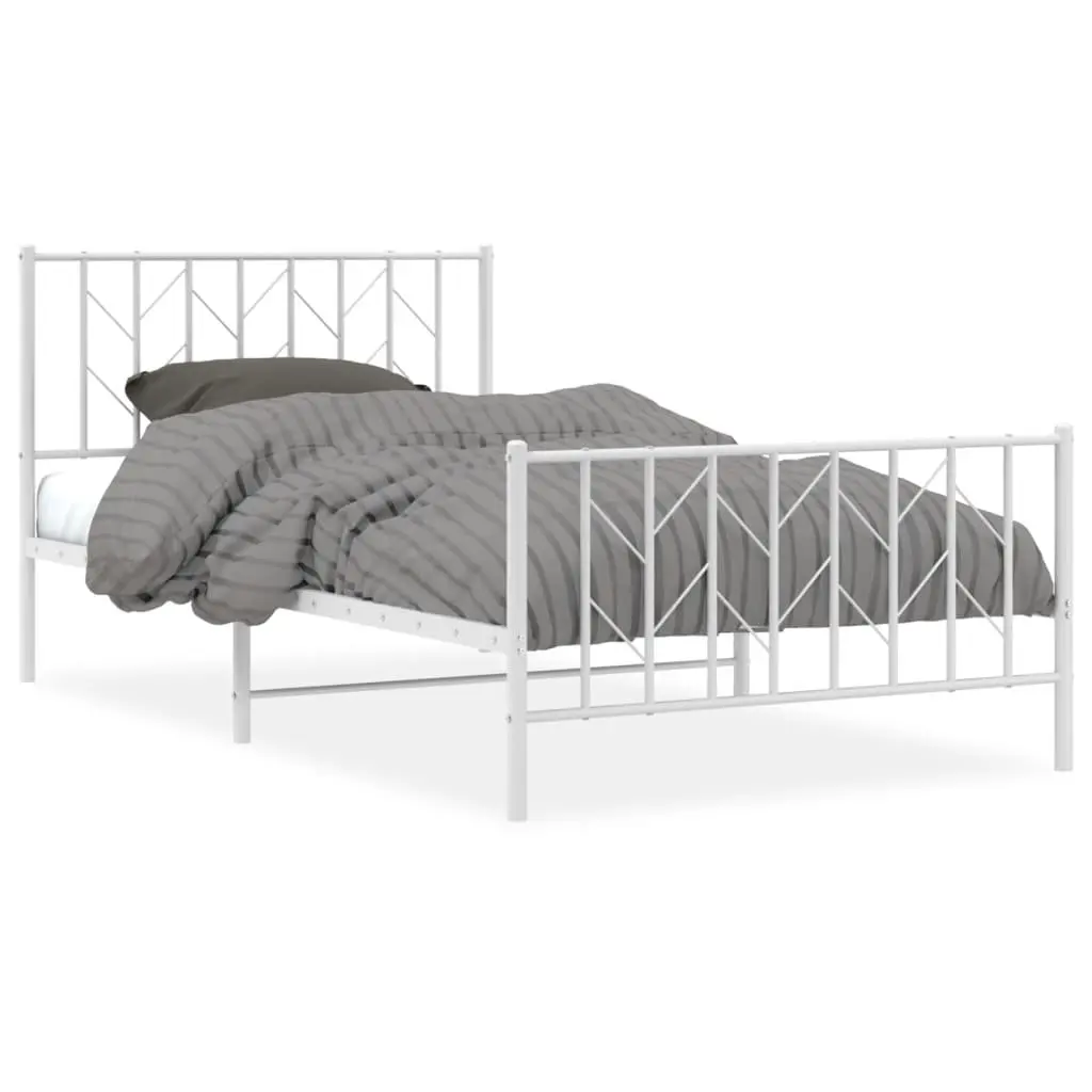 White Metal King Single Bed Frame 107x203cm