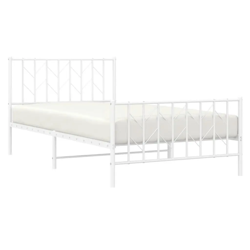 White Metal King Single Bed Frame 107x203cm