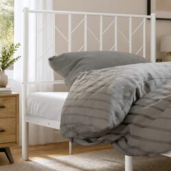 Sturdy 90cm White Metal Headboard for Bed Frame