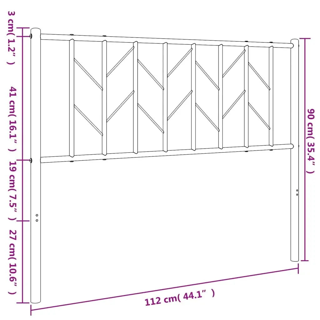 White Metal Headboard for 107cm Bed Frame