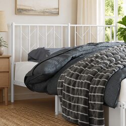 Durable White Metal Headboard 135cm Steel Frame