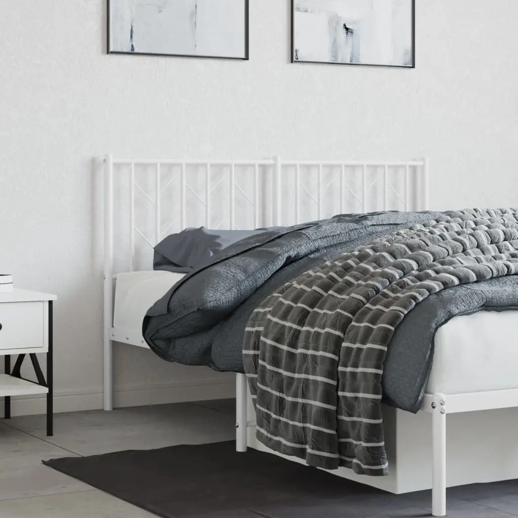 White Metal Headboard 135cm Steel Frame