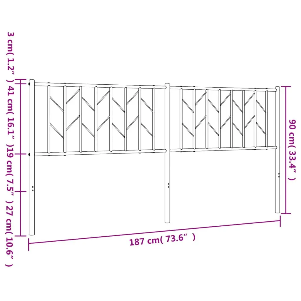 180cm White Metal Headboard for Bed Frames