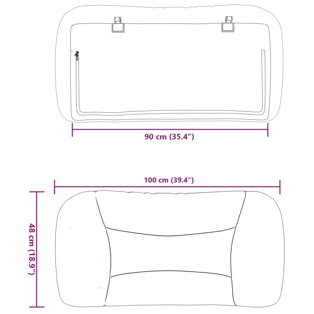 Headboard Cushion Fabric 90 cm Black