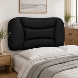 Durable Black Faux Leather Headboard Cushion 90 cm