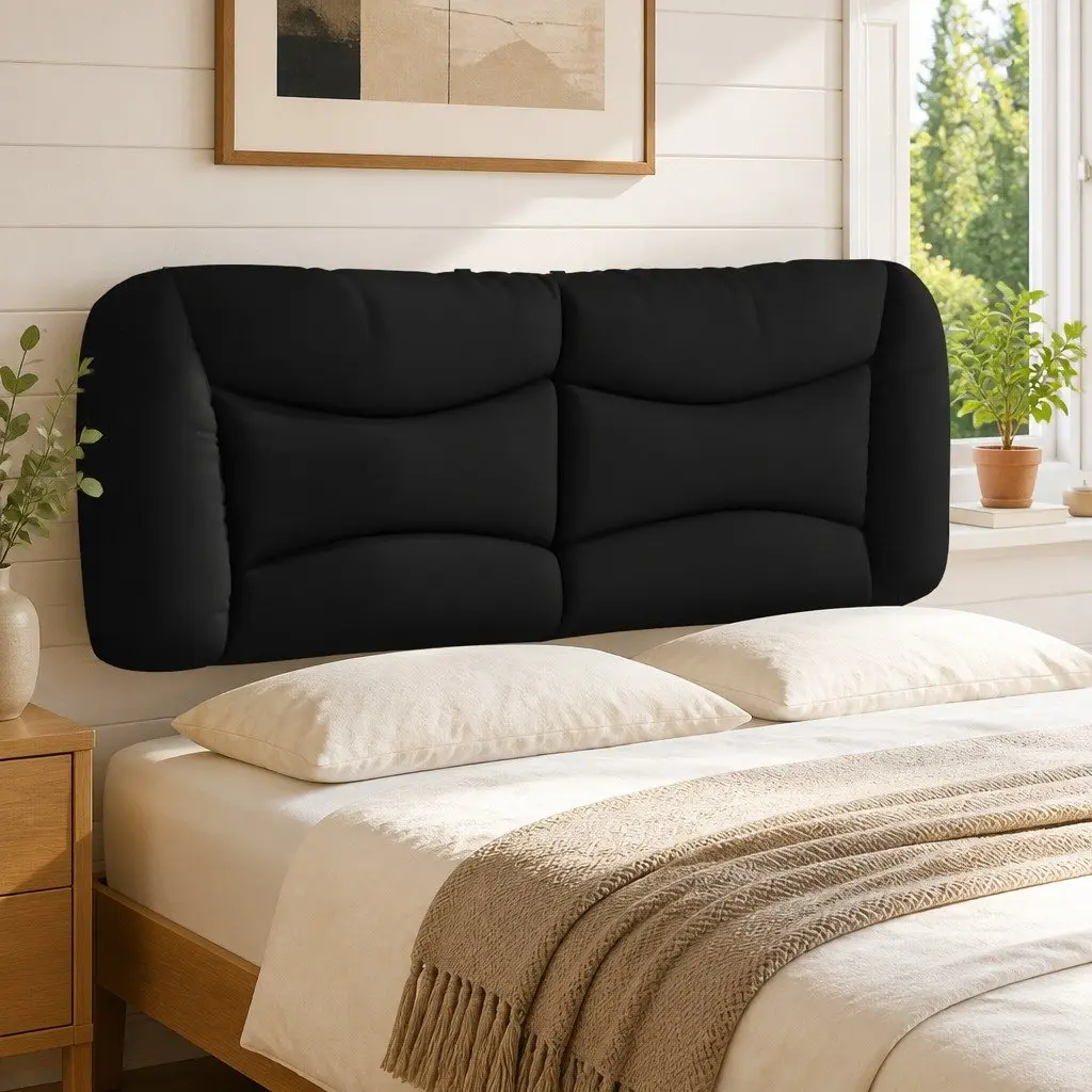 Black Wall-Mounted Headboard Cushion for Double Beds