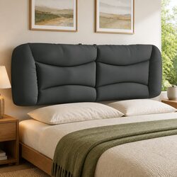 Upholstered Dark Grey Headboard Cushion for Queen Beds