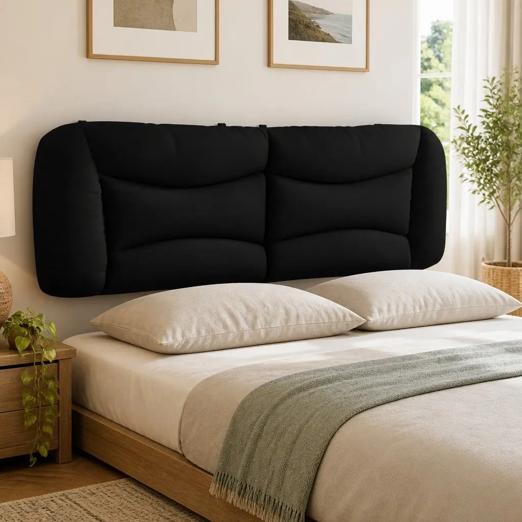 Black Fabric Queen Headboard Cushion 152cm
