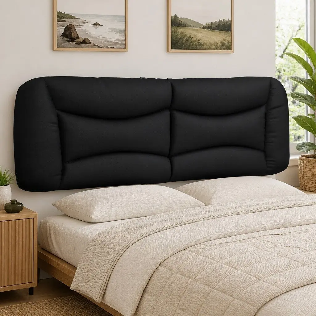 Headboard Cushion Faux Leather 152cm Black Wall Mount