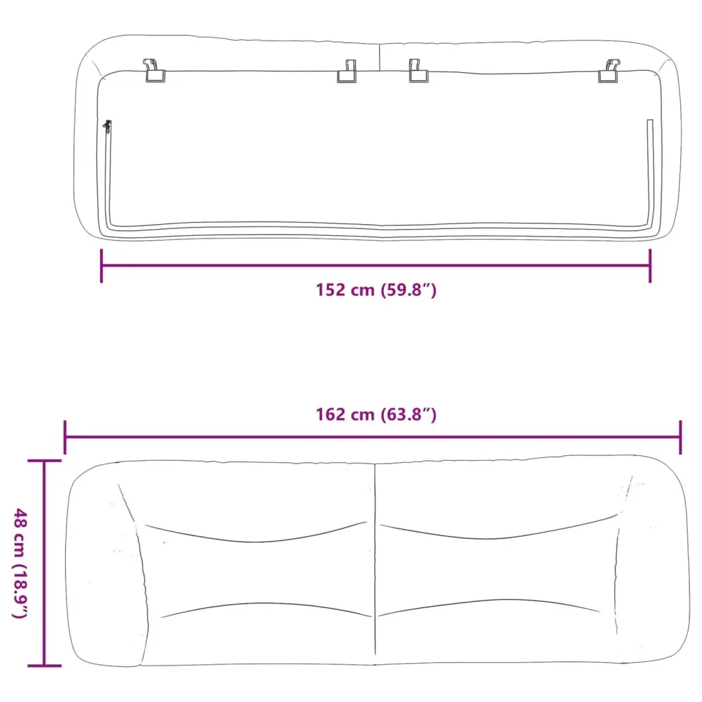 Headboard Cushion Faux Leather 152cm Black Wall Mount